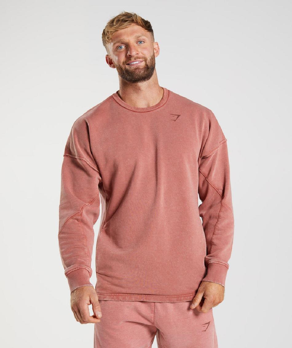 Gymshark Power Washed Crew Muške Accessories Roze Smeđe | HR 2780MQZ